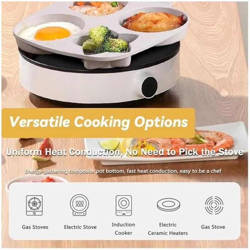 Non-Stick 4-Hole Star Egg Pan Cookware, Granite-Style Pancake Skillet with Wooden Handle, Small Frying Pan for Eggs, Omelets, Toast, Pancakes, Crepes, Sandwiches, Breakfast, Easy Clean, Kitchen Gadget, Multifunctional, Birthday Gift